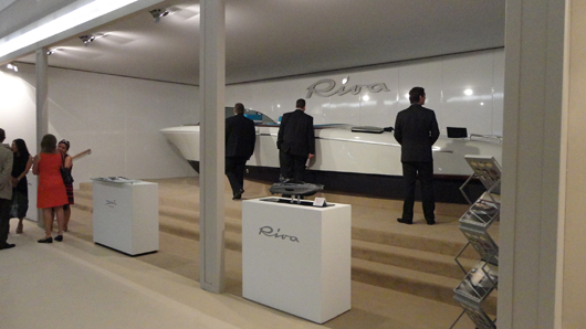 Italian luxury powerboat company Riva took a stand at the Masterpiece fair in London's Chelsea district this week, showing their boats alongside high-end fine art and antiques. Photo Auction Central News.